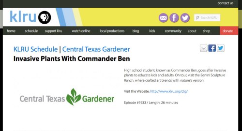 Central Texas Gardener - Invasive Plants with Commander Ben episode