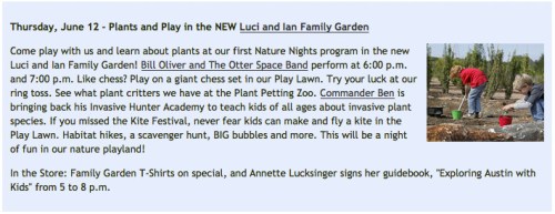 Wildflower Center Nature Nights - Plant and Play event information on the web